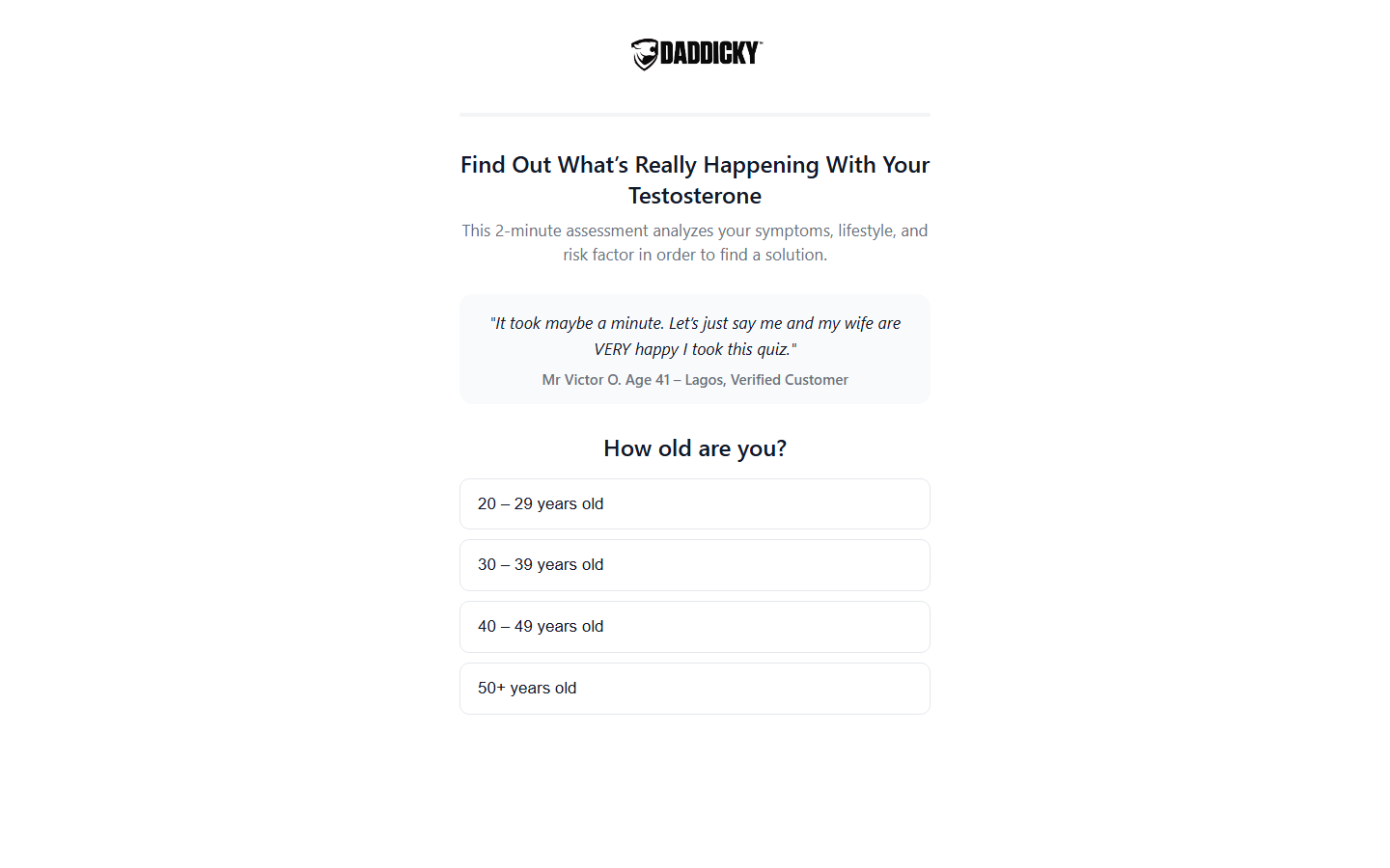 Daddicky Relationship Funnel website landing page