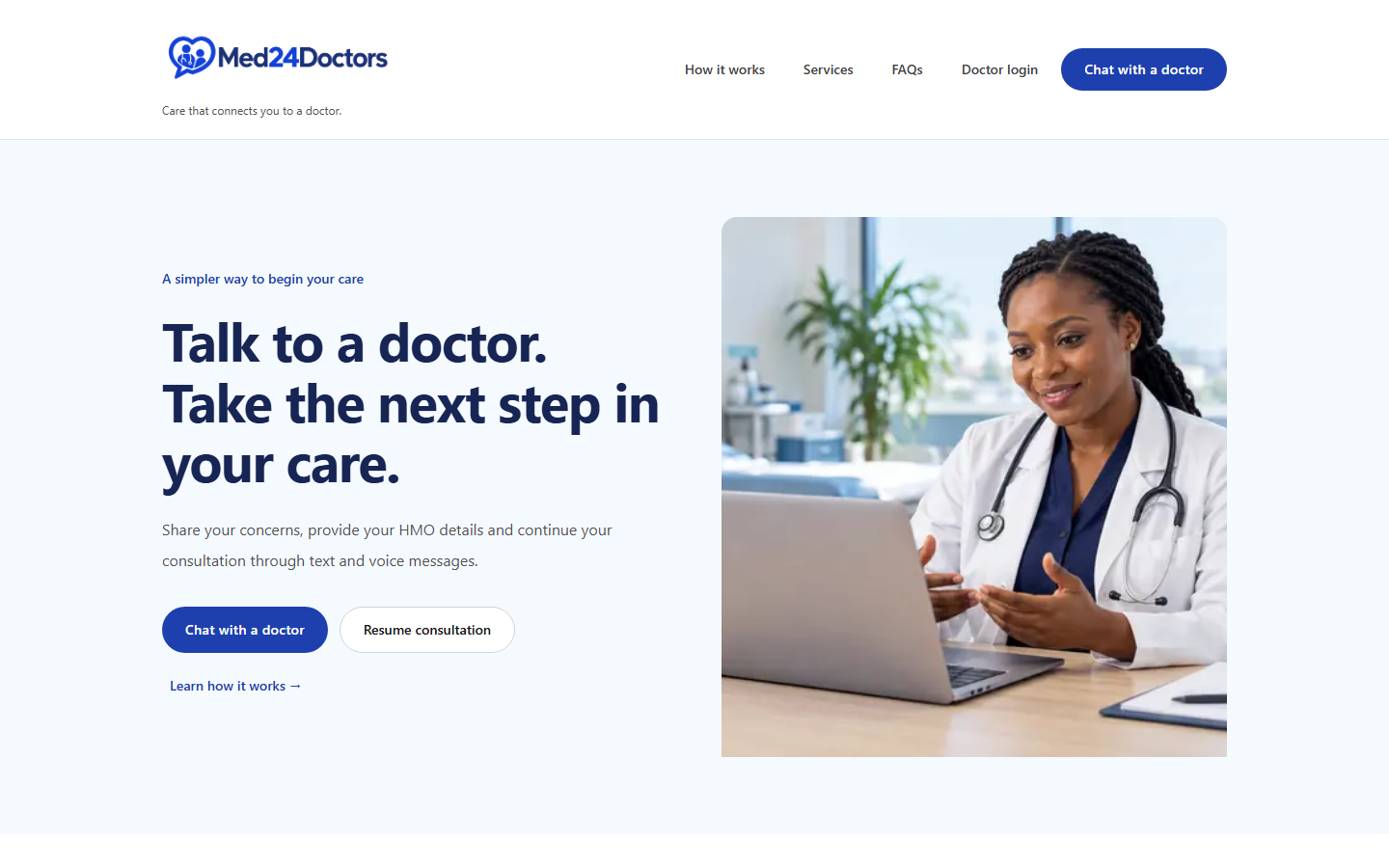 Med24 Doctors website landing page